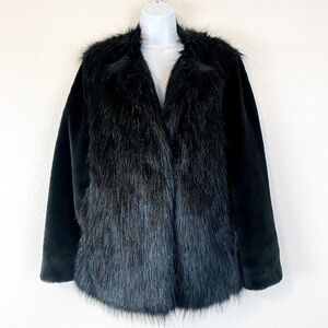 Wendy Williams Collection Black Faux Fur Coat Size M